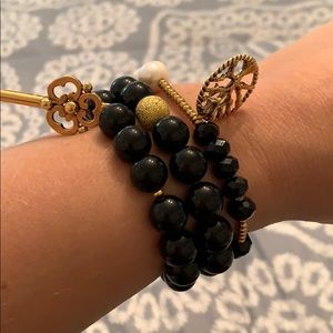 Set of three handmade stretchy bracelets